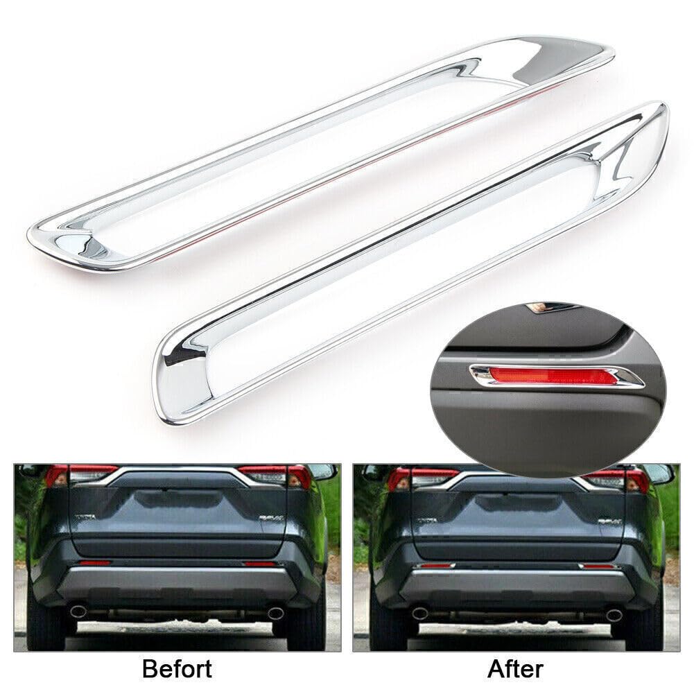 ya 6 8.14 Chrome Rear Fog Light Lamp Cover Trim Decoration Fit for Toyota RAV4 2019 2020 ABS