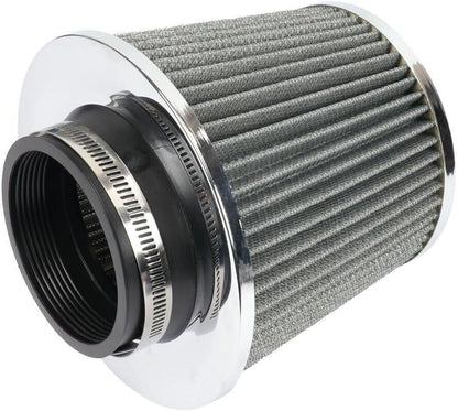 ya 13 9.15 baidi 3 76mm High Flow Inlet Cold Air Intake Cone Replacement Dry Air Filter Silver