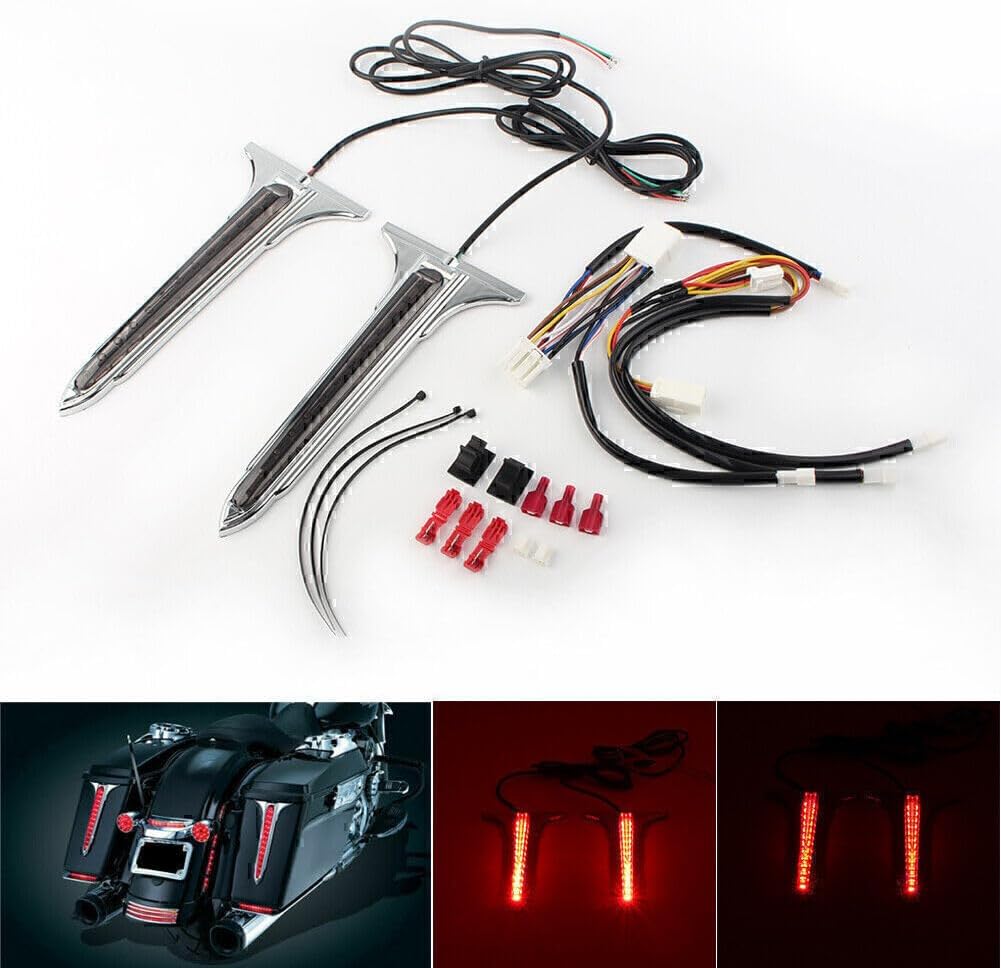 ya 10 9.16 zhengce Chrome LED Rear Saddlebag Accents Light Smoke Lens For Harley Touring Road