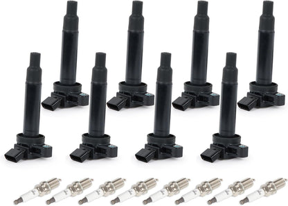 ya 9 10.24 8 Ignition Coils & 8 Iridium Spark Plugs for Toyota Tundra Sequoia 4.7L V8 UF230