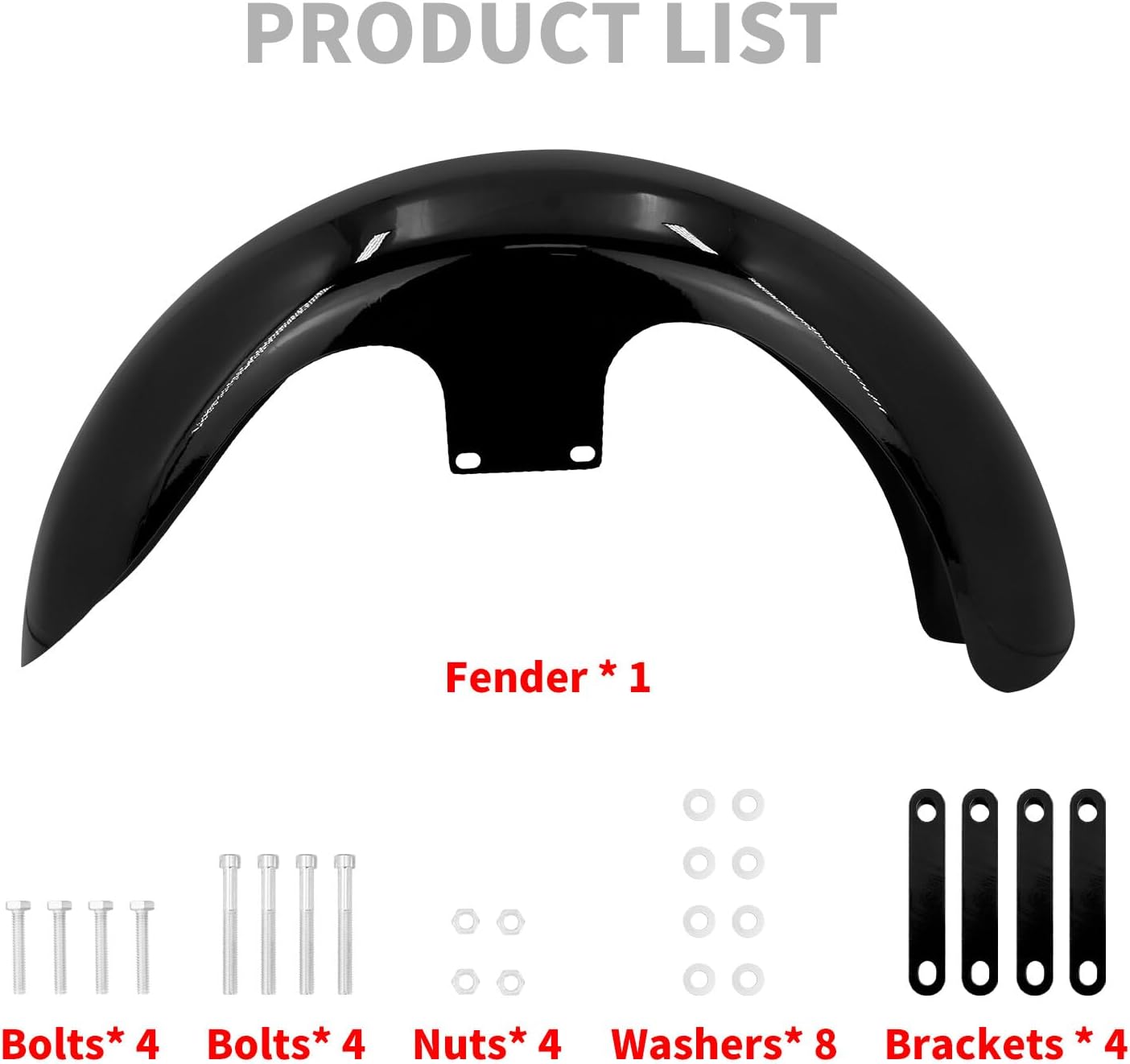 ya 7 8.24 baidi Gloss Black 130/21 Wrap Front Fender Fit for Harley Touring Electra Road Glide