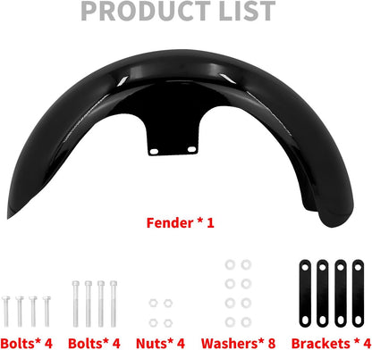 ya 7 8.24 baidi Gloss Black 130/21 Wrap Front Fender Fit for Harley Touring Electra Road Glide