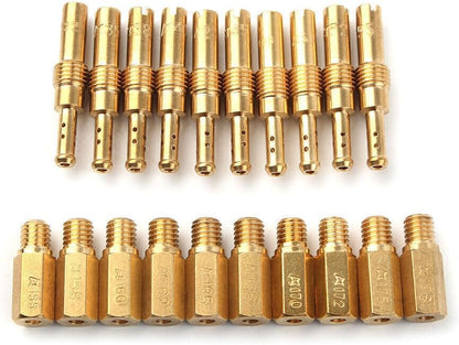 ya 11 9.14 baidi20pcs Main Jets + Slow Pilot Jets Kit Fit Motorcycle Carburetor Carb Gold