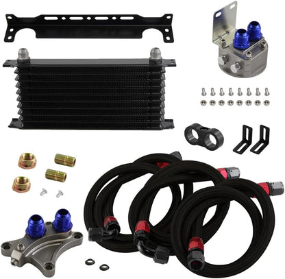 ya 12 10.8 baidi 10 Row Trust Oil Cooler Kit for Nissan Silvia S13 S14 S15 180SX 200SX SR20DET BK