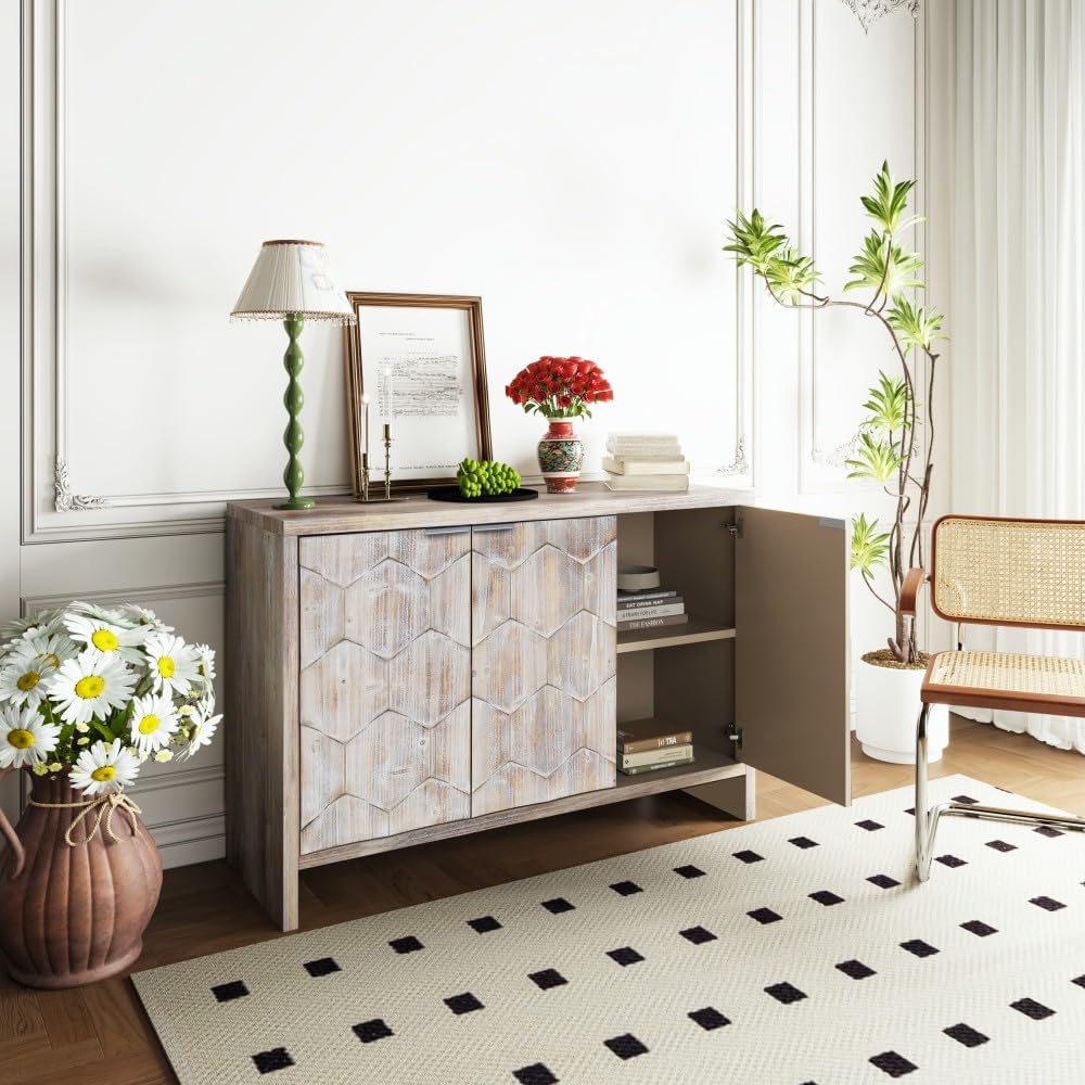 ya 28 10.13 baidi For Living Room Natural Wood Wash Farmhouse 3- Accent Cabinet Storage