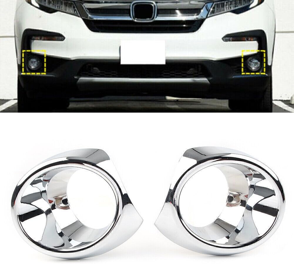 ya 4 8.24 baidi 2x Chrome Front Fog Lamp Light Cover Trim Decor Fit for Honda Pilot 2019 2020