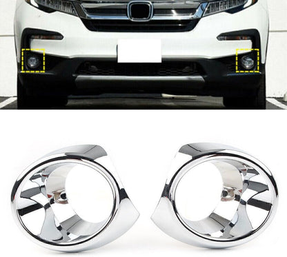 ya 4 8.24 baidi 2x Chrome Front Fog Lamp Light Cover Trim Decor Fit for Honda Pilot 2019 2020