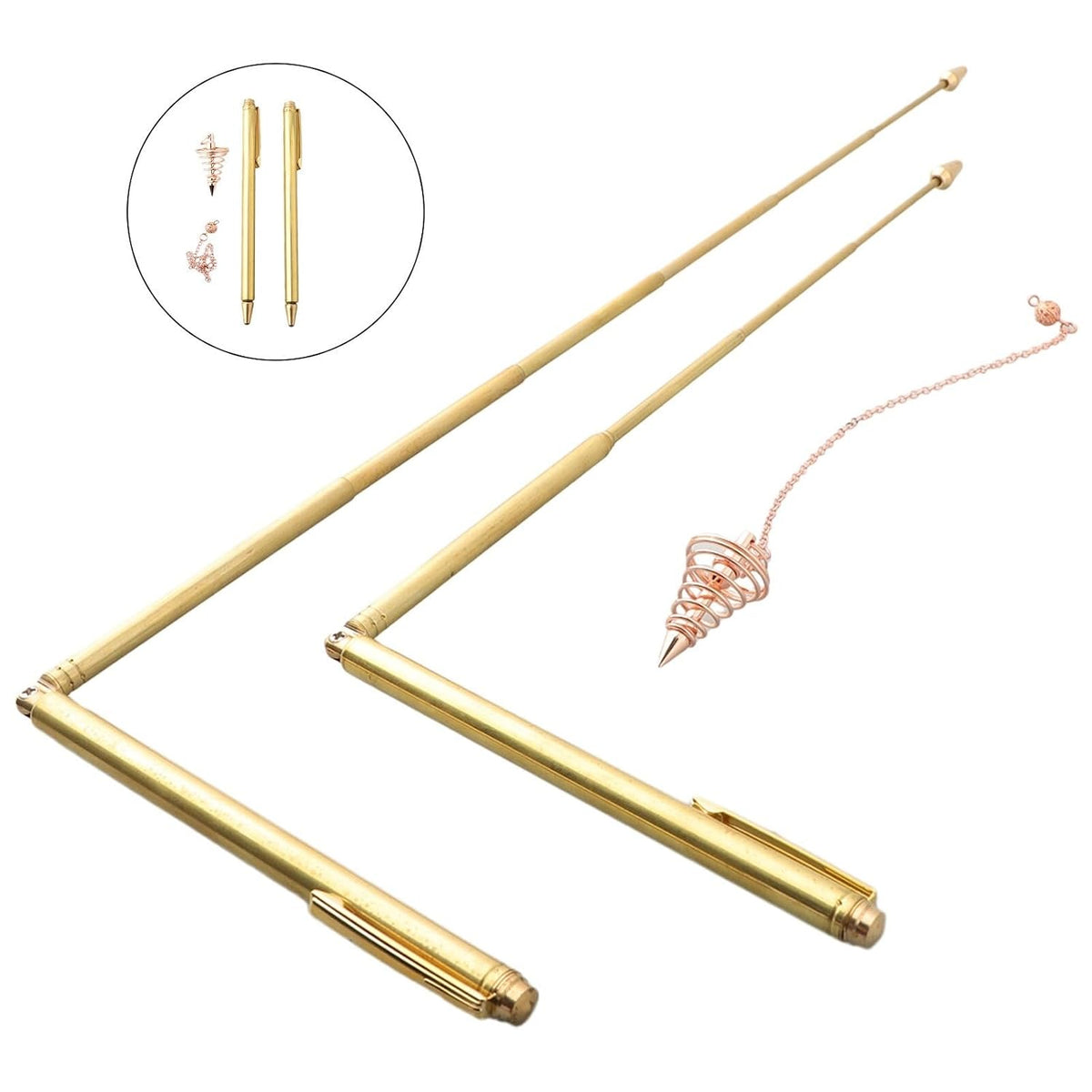 ya 16 10.20 baidi 99.9% Copper Detector Rod Metal Rod+Pendulum Pendant for Treasure Hunting Tools
