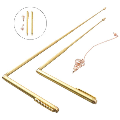 ya 16 10.20 baidi 99.9% Copper Detector Rod Metal Rod+Pendulum Pendant for Treasure Hunting Tools