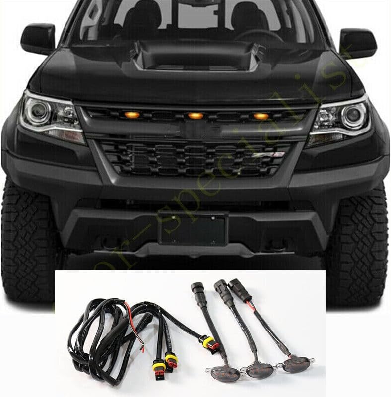 ya 7 8.24 baidi 3pcs for Chevrolet Colorado 2017-2020 Front Grille LED Light Raptor Style Trim