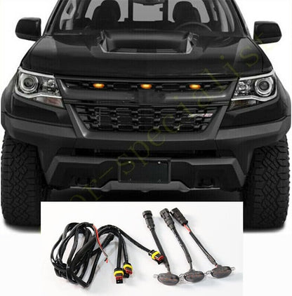 ya 7 8.24 baidi 3pcs for Chevrolet Colorado 2017-2020 Front Grille LED Light Raptor Style Trim