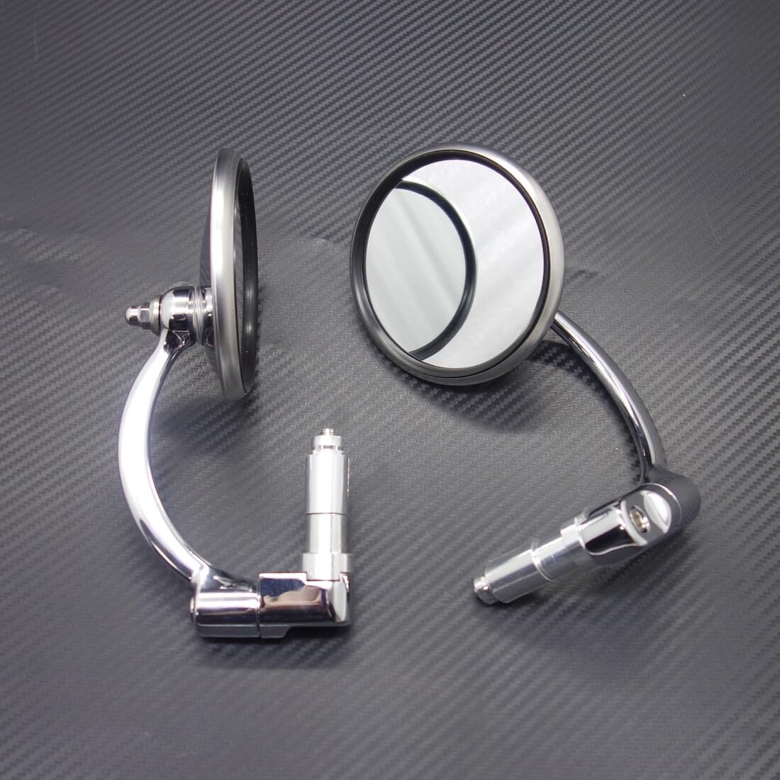 ya 2 8.15 Silver Retro Metal 7/8 Handle Bar End Side Round Rearview Mirror for Cafe Racer
