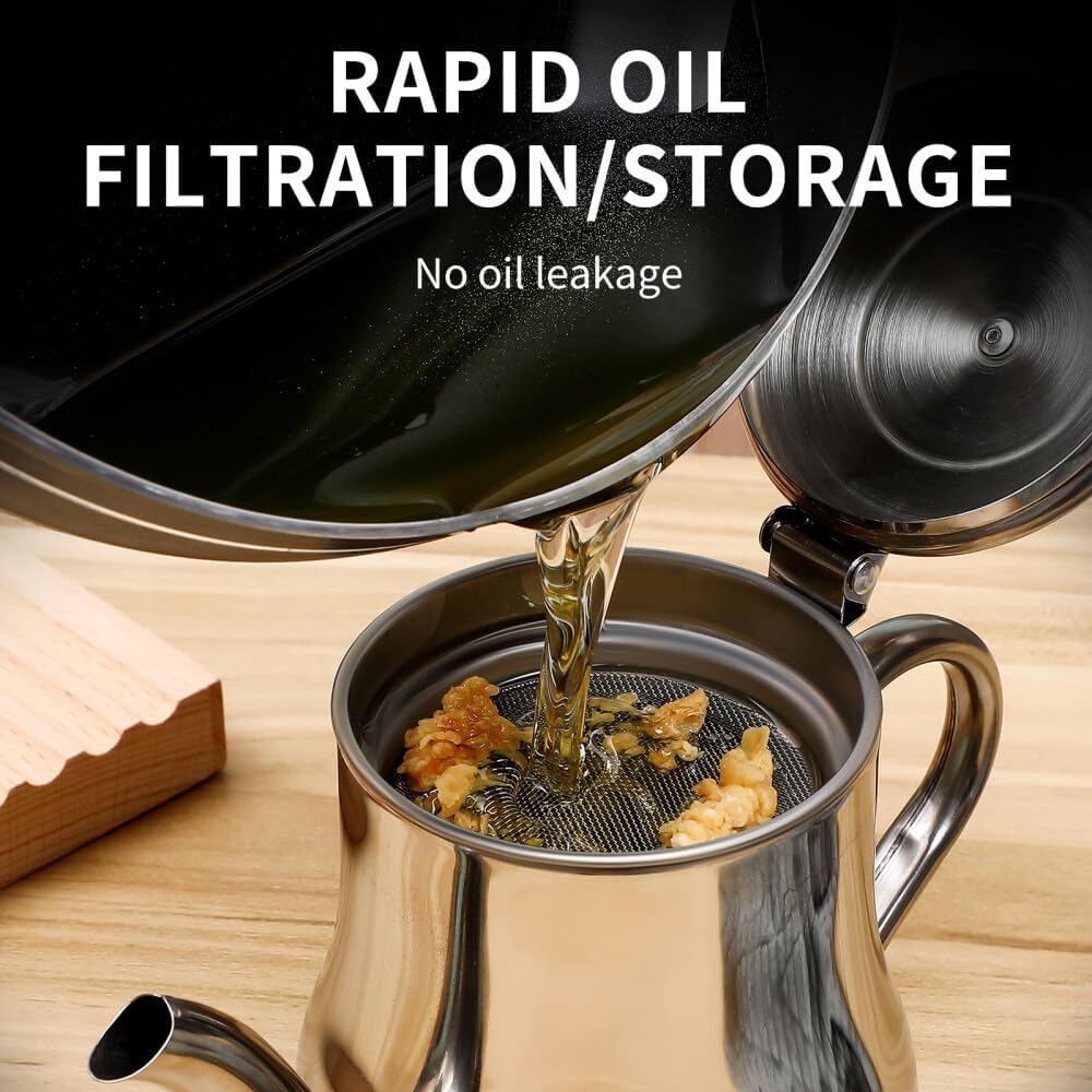 ya 14 9.20 baidi Oil Strainer Pot Bacon Grease Container Oil Dispenser with Removable Strainer-1