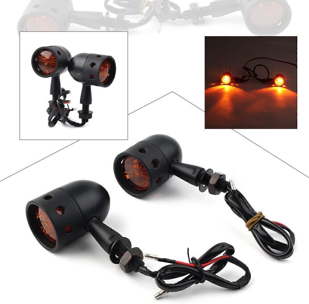ya 6 8.14 Style Retro Motorcycle Turn Signals Amber Indicator Lights Universal