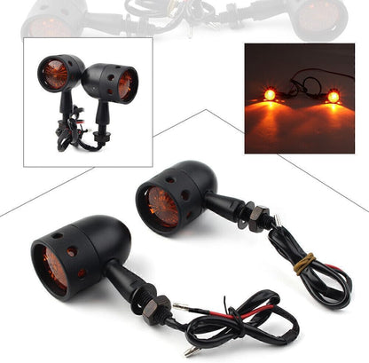 ya 6 8.14 Style Retro Motorcycle Turn Signals Amber Indicator Lights Universal