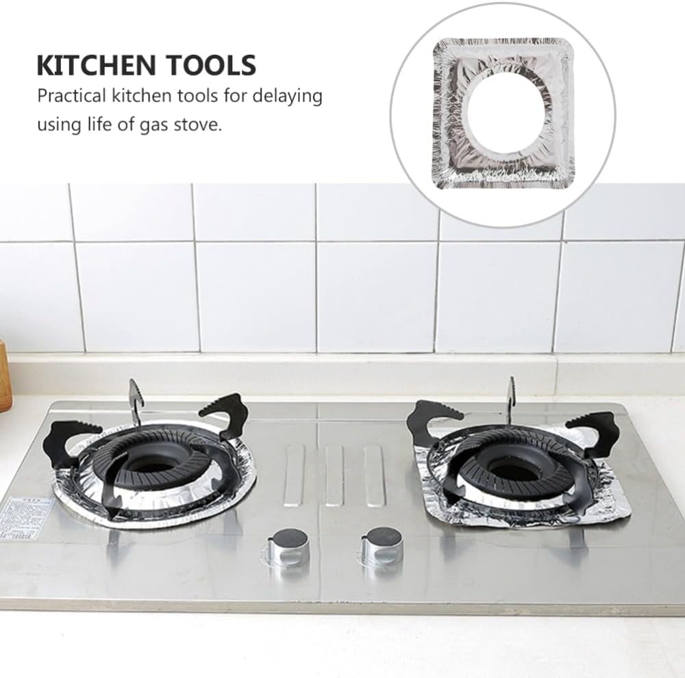 ya 14 9.20 baidi 50 Pcs 1 Bag Practical Disposable Cleaning Pads Gas Oven Covers (Silver)-1