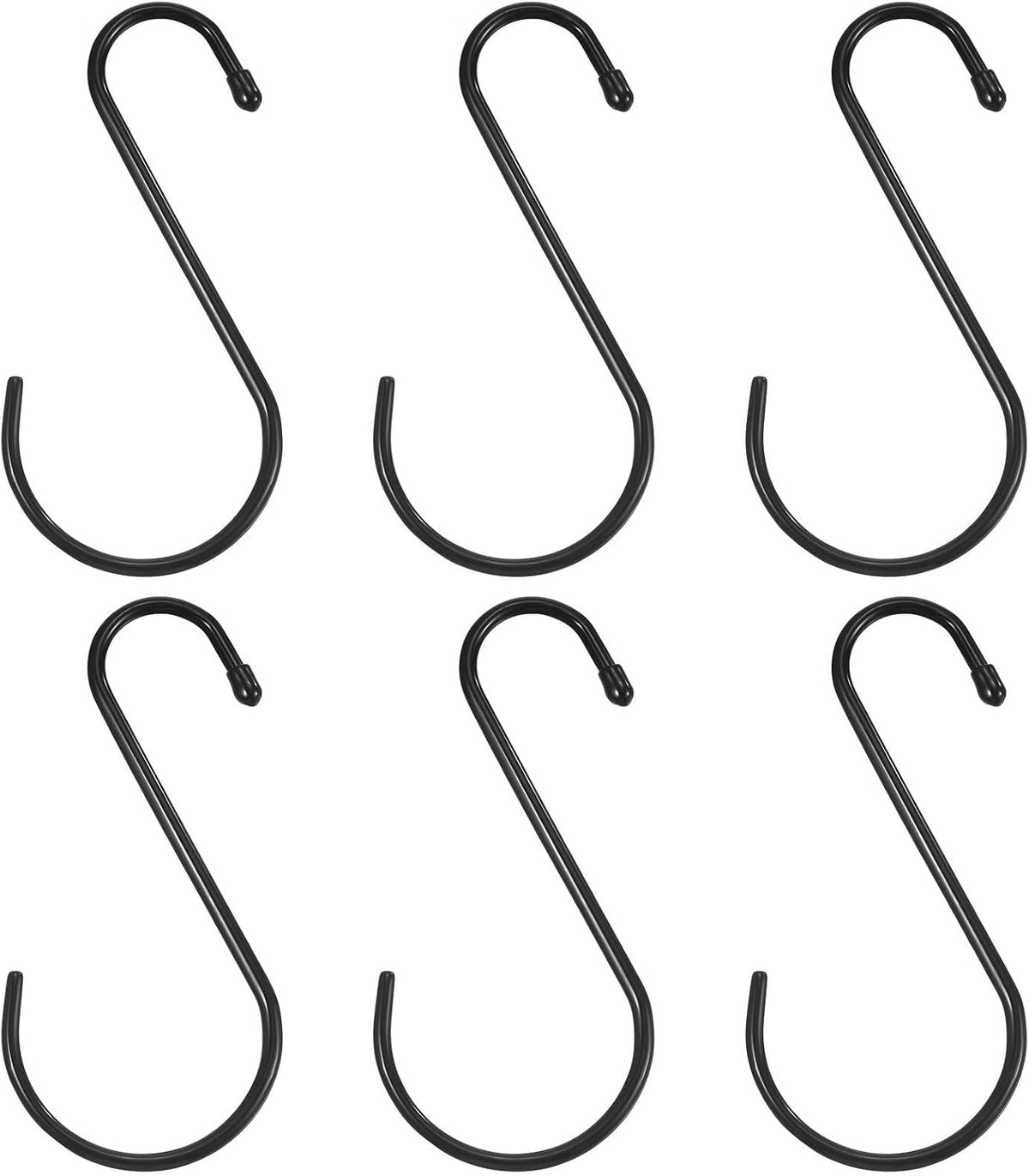 ya 26 10.21 baidi 6 S Shaped Hooks, 6 Pack Multipurpose S Hanging Hooks, Black
