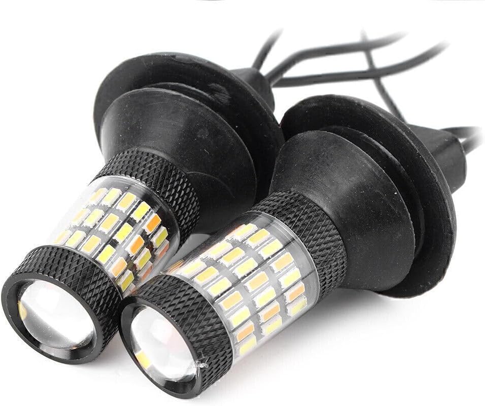 ya 4 8.10 2pcs No Hyper Flash 1156 P21W Dual-Color Switchback LED Turn Signal Lights Bulbs