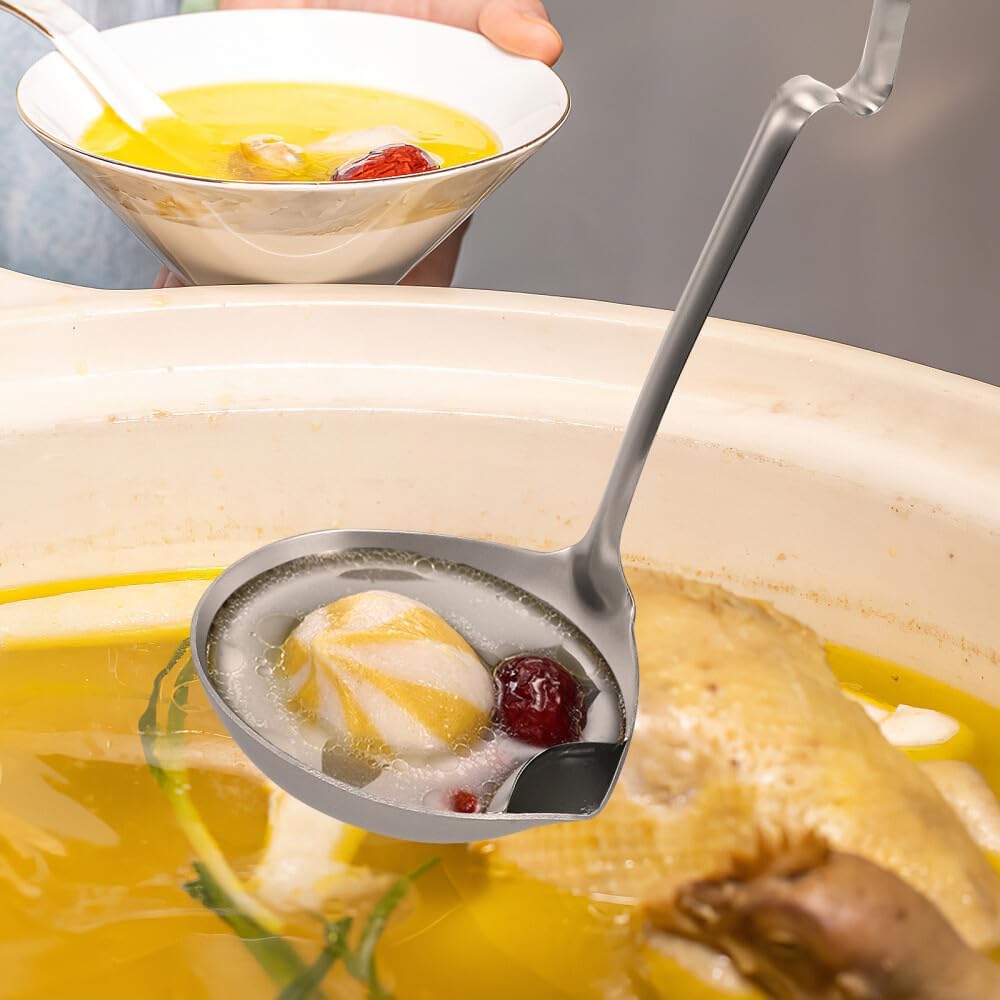 ya 14 9.20 baidi Stainless Steel Oil Filter Spoon Soup Scoop Colander Hot Pot Soup Ladle-1