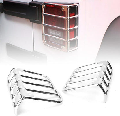ya 4 8.14 Pair Chrome Steel Rear Tail Light Guard Cover for Jeep for Wrangler JK 2007-2016