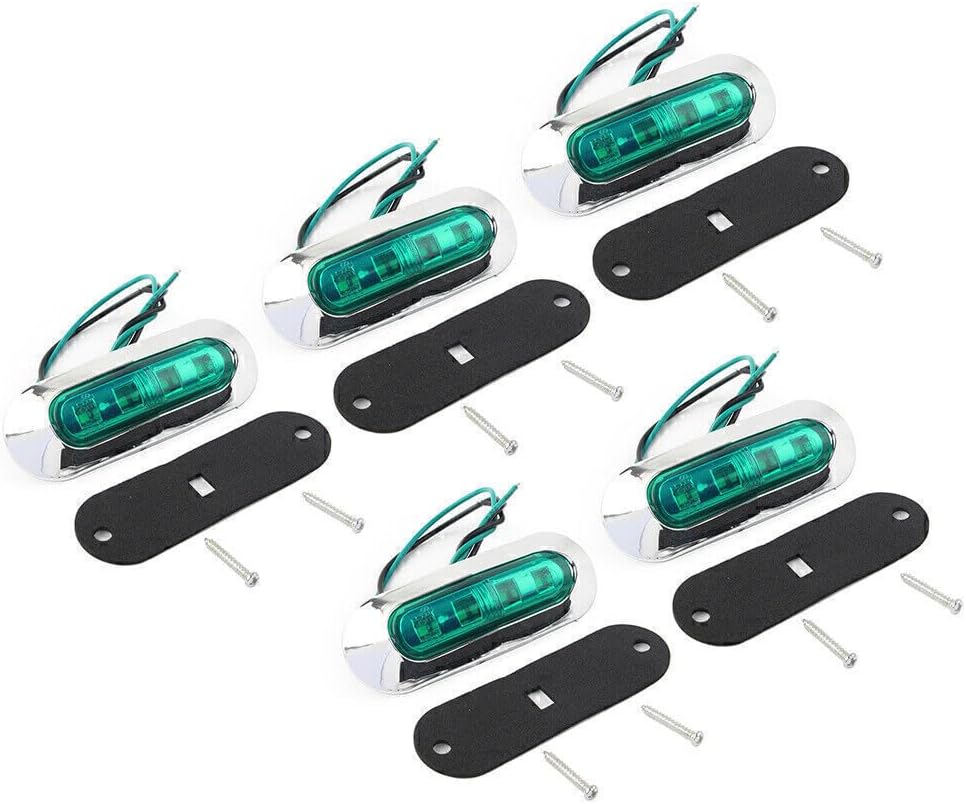 ya 4 8.8 5pcs 12V-24V Green LED Side Clearance Marker Light For Car Truck Trailer Pickup