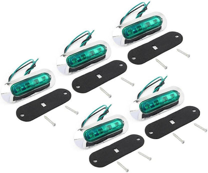ya 4 8.8 5pcs 12V-24V Green LED Side Clearance Marker Light For Car Truck Trailer Pickup