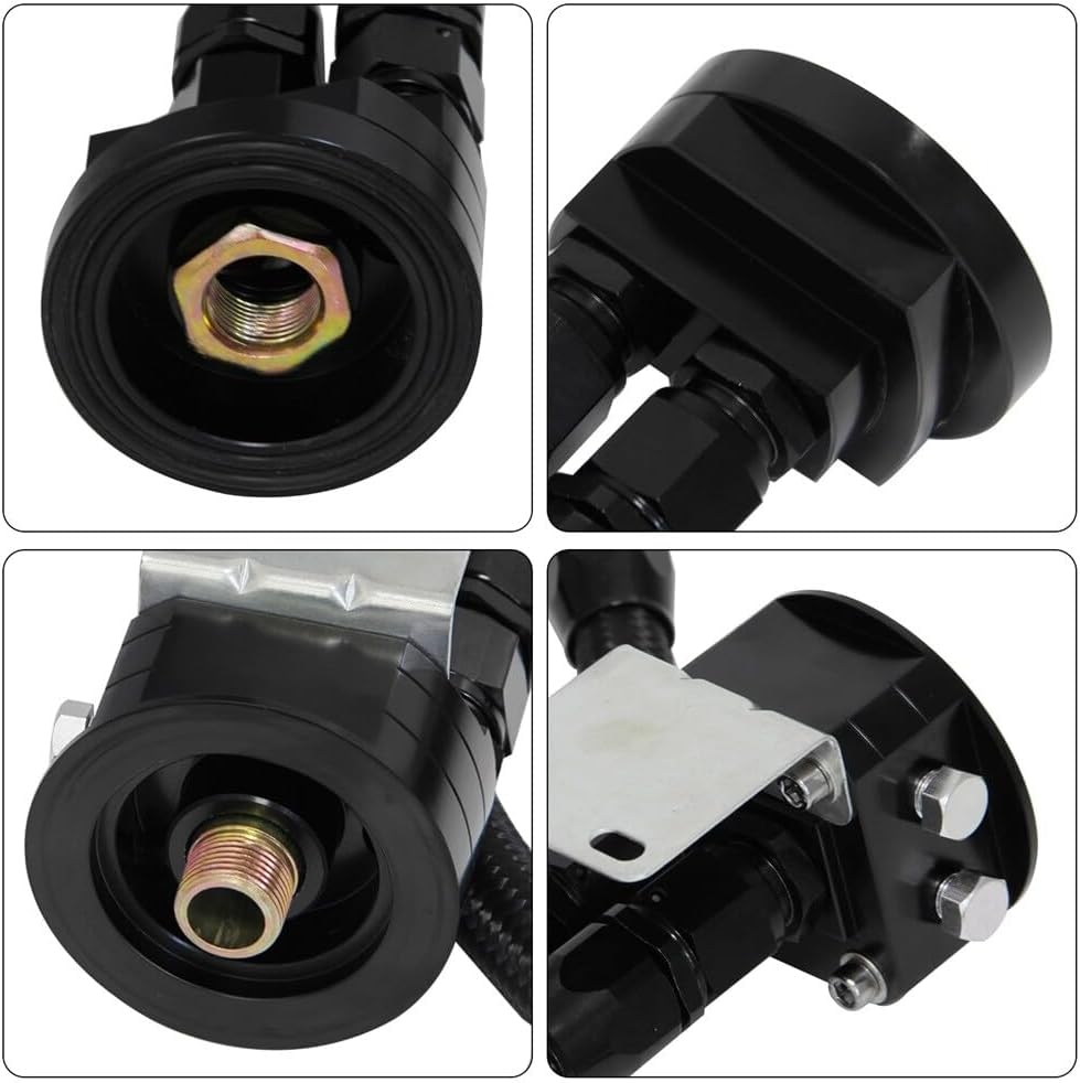 ya 12 10.8 baidi LR 15 Row AN10 Oil cooler w/Bracket + Filter Relocation Adapter Hose Kit Black