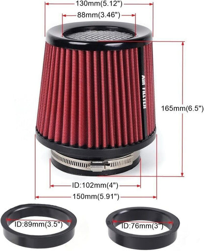 ya 13 9.15 baidi 3, 3.5, 4 Inlet, 6.5 Tall High Per for MAN ce Cold Air Intake Air Filter Red