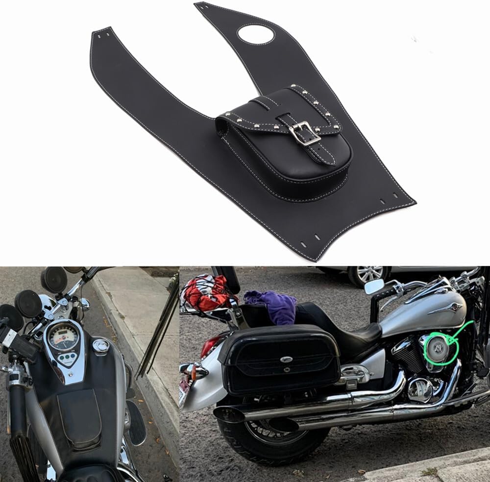 ya 9 10.24 Black PU Leather Tank Cap Panel Cover Bag for Kawasaki Vulcan VN500 800 900 1500