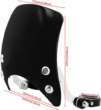 ya 7 8.24 baidi 39mm Windshield Black Windscreen Fit for Harley Sportster XL 883 1200 2004-2022