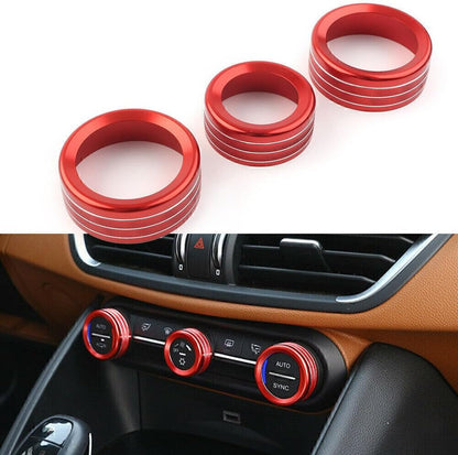 ya 10 9.16 baidi 3X red Console AC Switch knob Ring Trim for for Alfa Romeo for Giulia for Stelvio 2017-2020