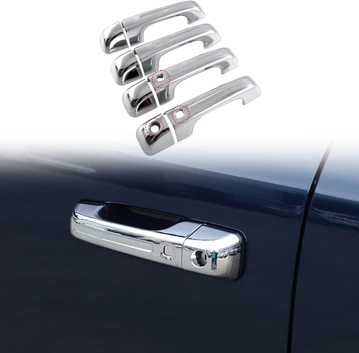 ya 10 9.16 baidi 4X Chrome for 2019-2024 for Ram 1500 with for Smart Key Cab Exterior Door Handle Covers