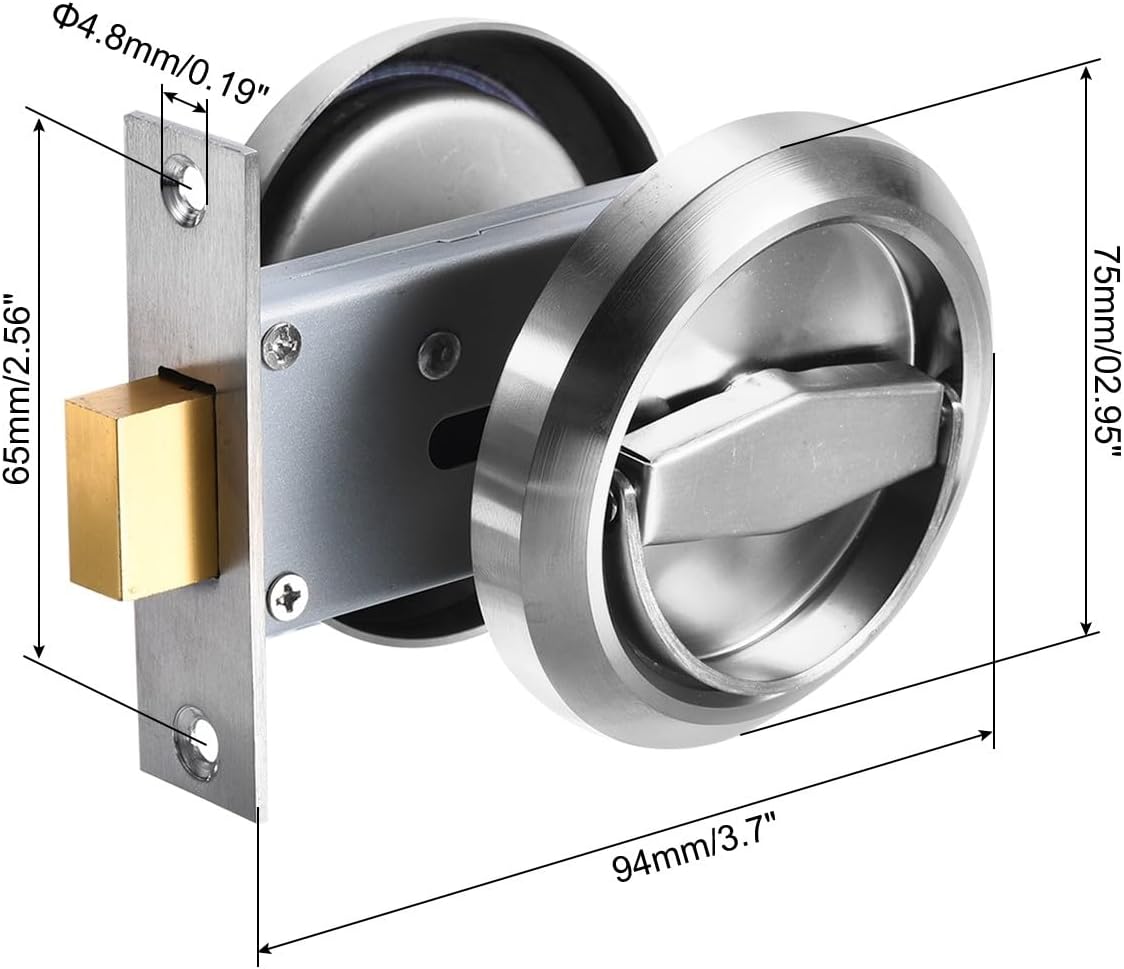 ya 26 10.21 baidi 4.8mm Round essed Pull Handle Knob, Hidden Handle Knob, Silver Tone