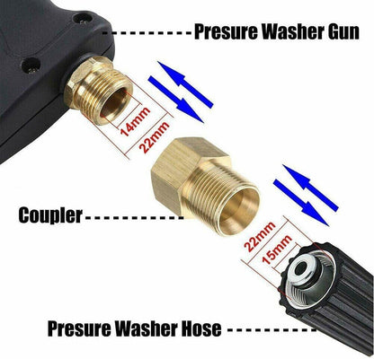 ya 26 10.21 baidi Metric M22 15mm Male To M22 14mm Female Thread Pressure-Washer Coupler Adapterx2