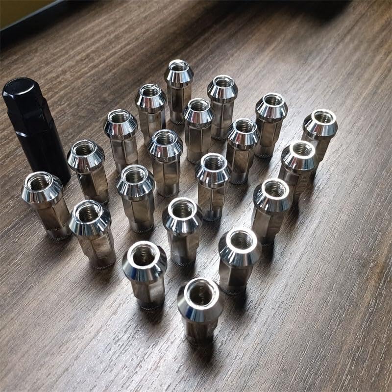ya 10 9.16 baidi 20pcs M12x1.5 Lug Nuts 48mm Steel Open End Wheel Nuts Bolts w/Socket Key Silver