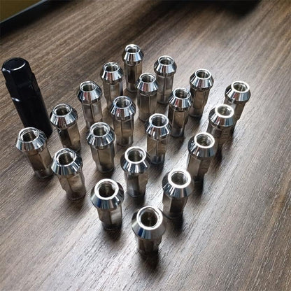 ya 10 9.16 baidi 20pcs M12x1.5 Lug Nuts 48mm Steel Open End Wheel Nuts Bolts w/Socket Key Silver