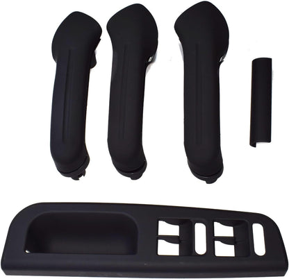 ya 11 9.14 zhengce 5-Piece Black Interior Door Handle Cover Switch Frame Decoration Suitable f