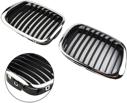 ya 2 8.15 Front Chrome Black Grille Grill for for BMW E39 5-Series 525 530 535 540 M5 97-03