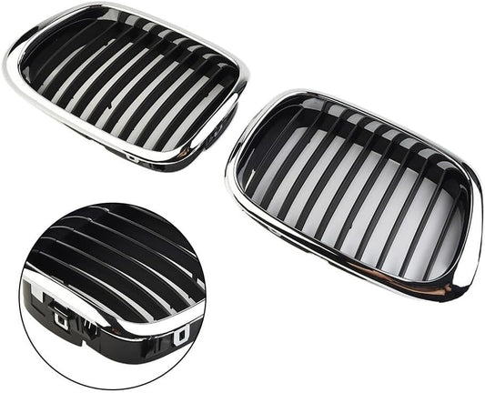 ya 2 8.15 Front Chrome Black Grille Grill for for BMW E39 5-Series 525 530 535 540 M5 97-03