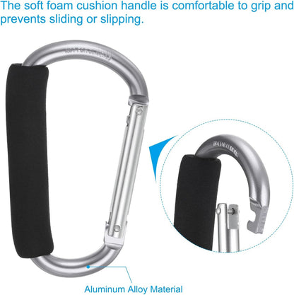 ya 26 10.21 baidi 2pcs 5.5 Lar Shopping Bag Hooks Organizer Mommy Multipurpose Clip, Silver