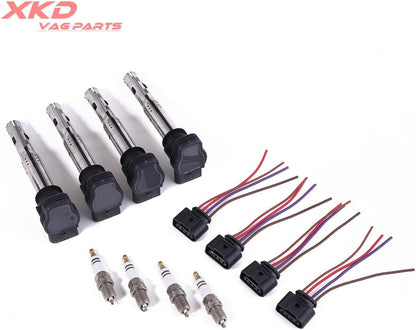 ya 9 10.24 4pcs 1.8T 2.0T ignition coil spark plug kit suitable for VW CC for Golf for Passat for Audi A4 A6-
