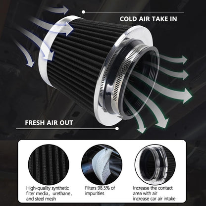 ya 13 9.15 baidi 3/3.5/4 High Flow Inlet Dry Air Filter Cold Air Intake Cone Replacement Black