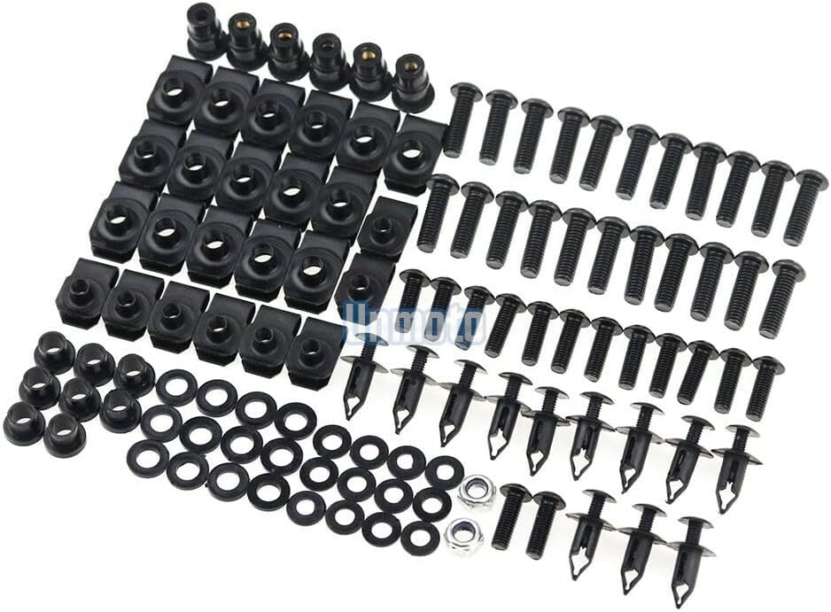 ya 23 10.7 baidi Black Fairing Bolt Kit body screws Clips for Yamaha YZF R1 1998-1999