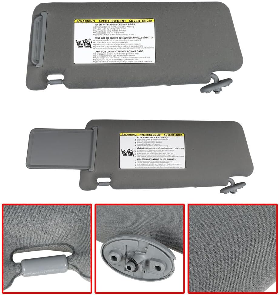 ya 11 9.14 baidifor 2005-2015 for Toyota Tacoma 2X Sun Visor Gray Left and Right Driver Passenger Side -