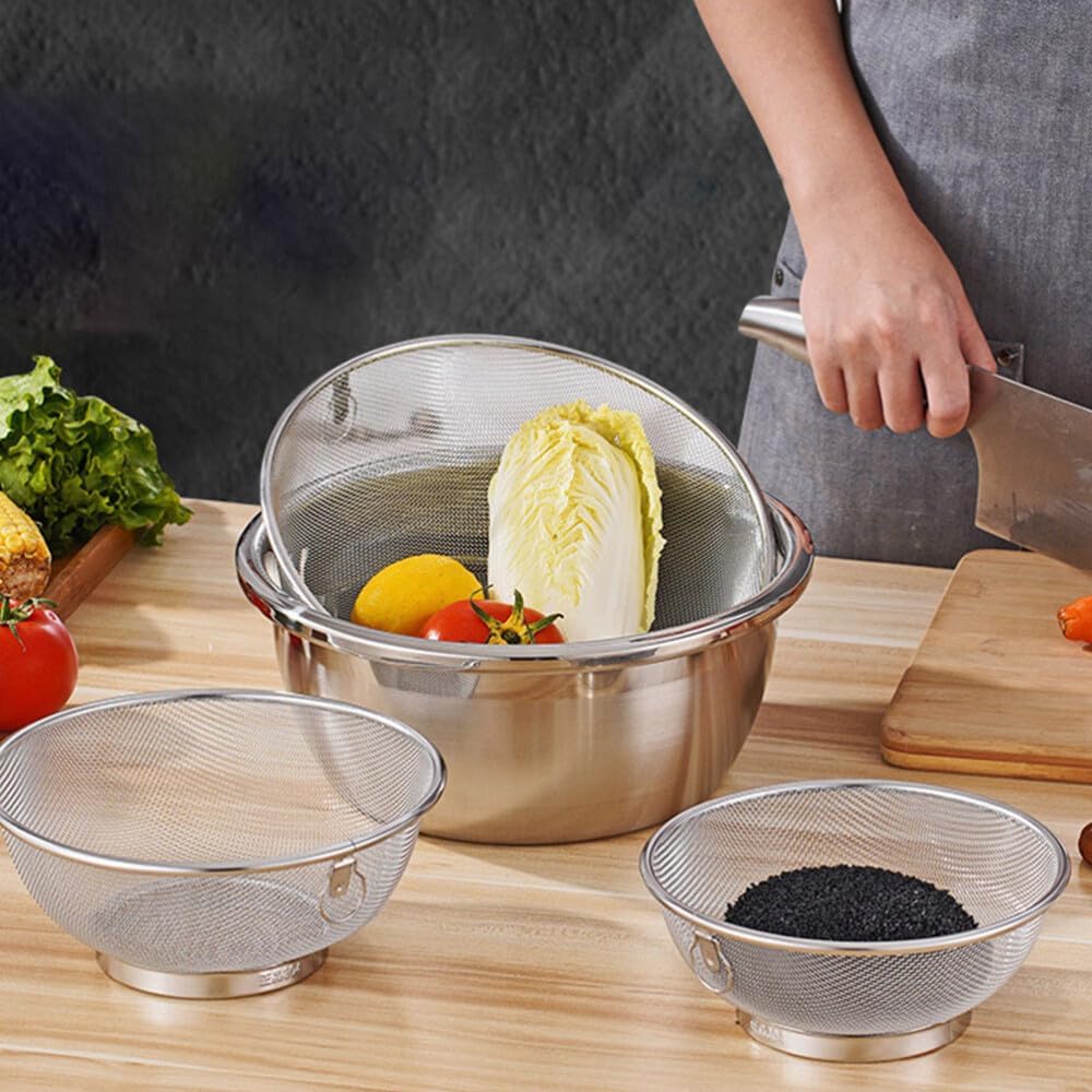 ya 14 9.20 baidi Kitchen Drain Basket Stainless Steel Pot Rice Filter Washing Fruit Drainer-1