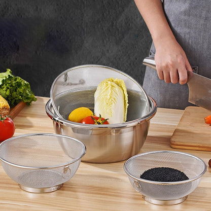 ya 14 9.20 baidi Kitchen Drain Basket Stainless Steel Pot Rice Filter Washing Fruit Drainer-1