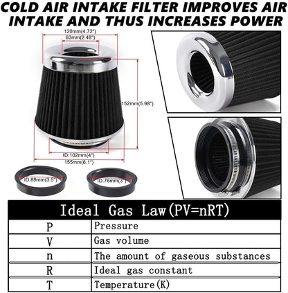 ya 13 9.15 baidi 3/3.5/4 High Flow Inlet Dry Air Filter Cold Air Intake Cone Replacement Black