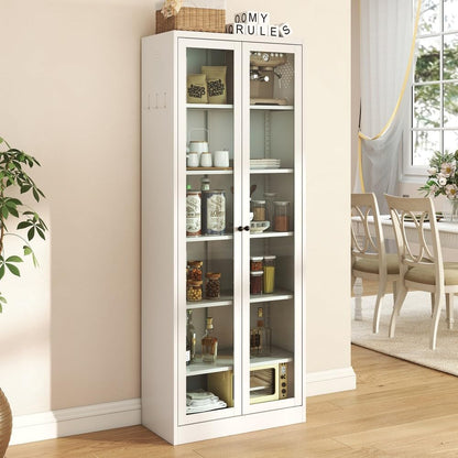 ya 28 10.13 baidi Tall Metal 72 Kitchen Pantry Cabinet - 5 Adjustable Shelves, White