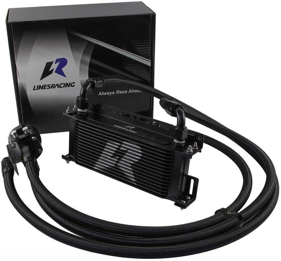 ya 12 10.8 baidi LR 15 Row AN10 Oil cooler w/Bracket + Filter Relocation Adapter Hose Kit Black