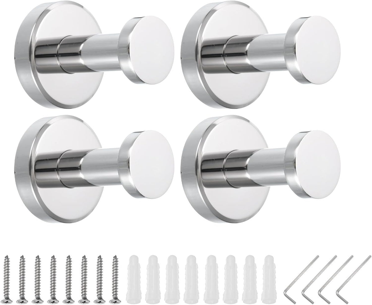 ya 26 10.21 baidi 4Pcs Towel Hooks for Hanging 304 Stainless Steel Round Mounted Hanger Chrome